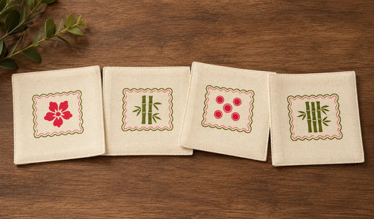 Mahjong Cotton Coasters – Set of 4