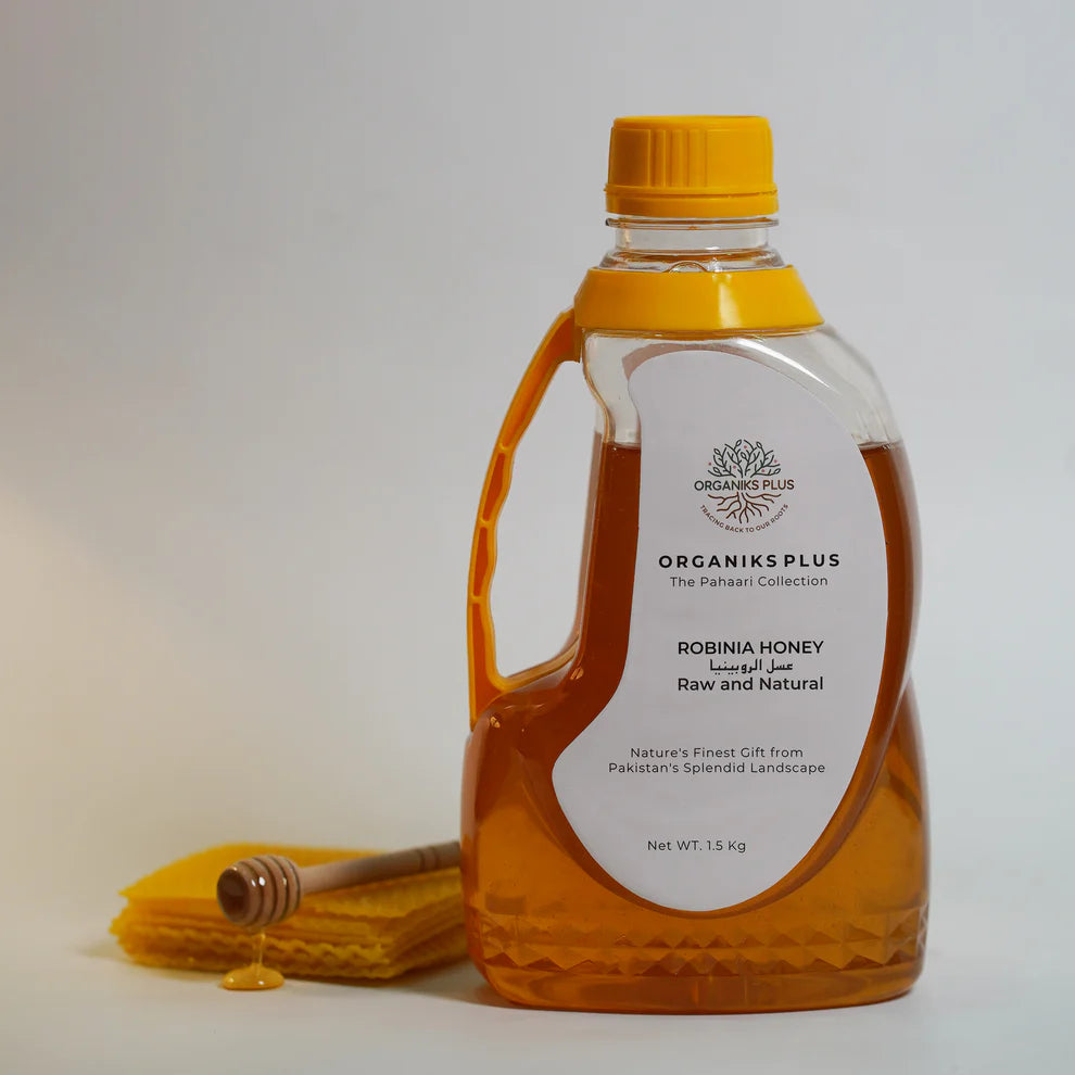 Robinia Honey – Raw, Unfiltered Floral Honey from Chitral and Gilgit | Plastic & Glass Jar