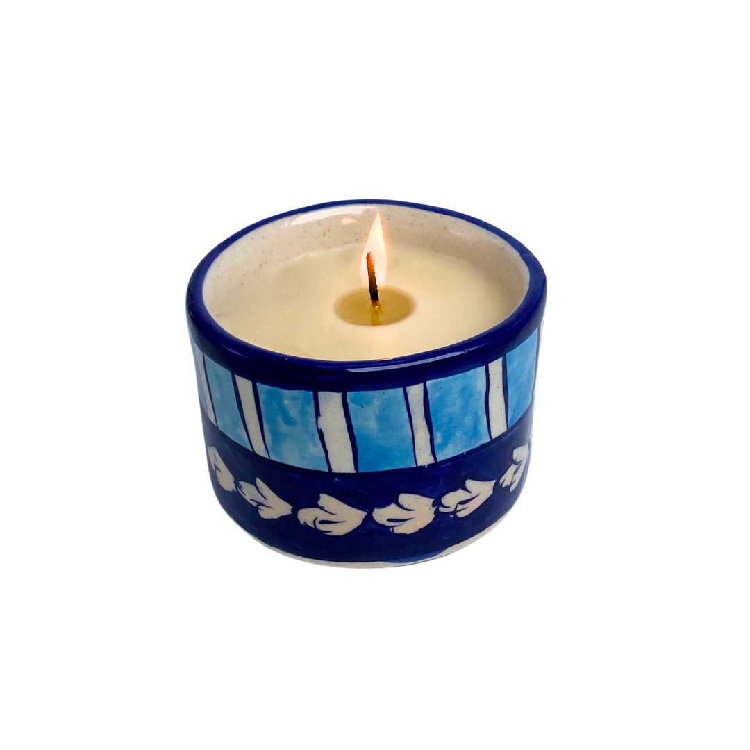 Blue Pottery Candle - Apple Pie