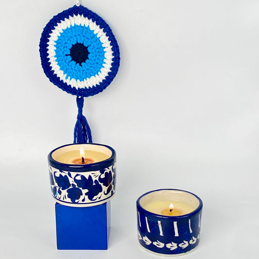 Blue Pottery Apple Pie Candle