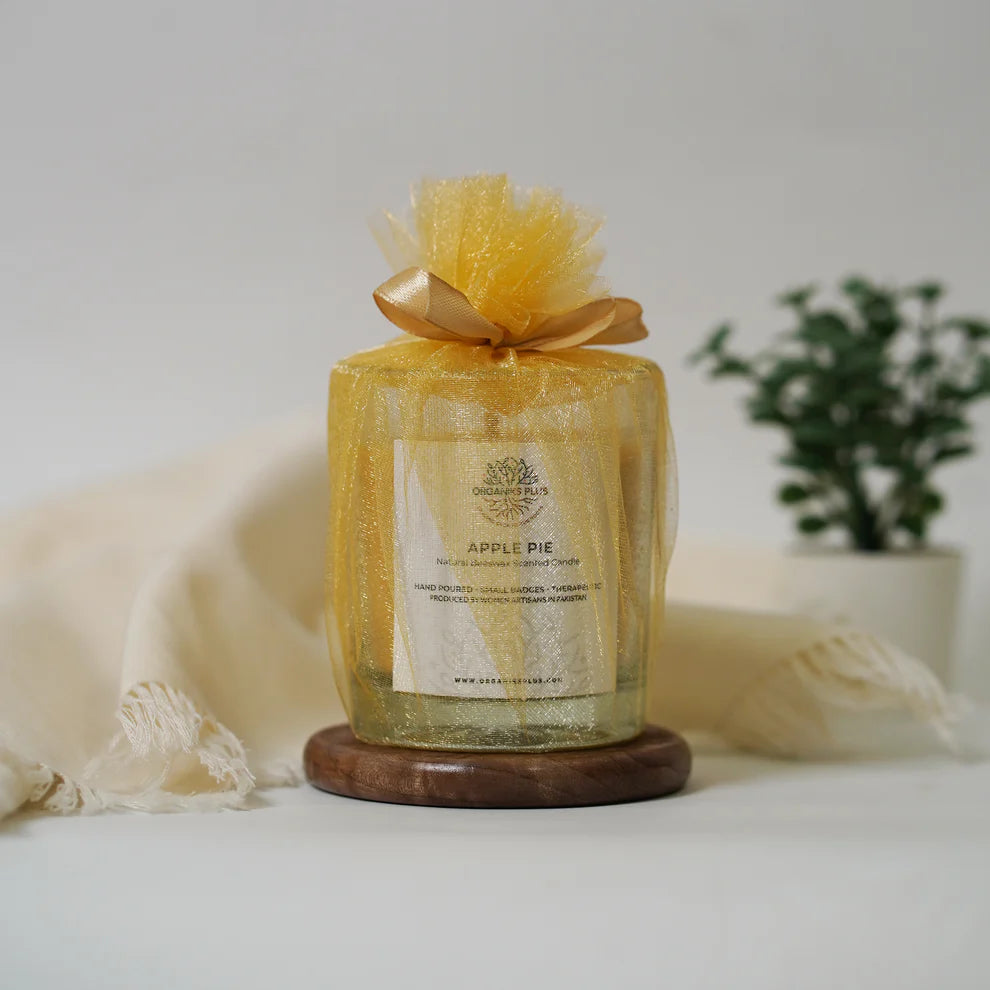 Apple Pie Beeswax Scented Candle – Warm Glow – Organiks Plus