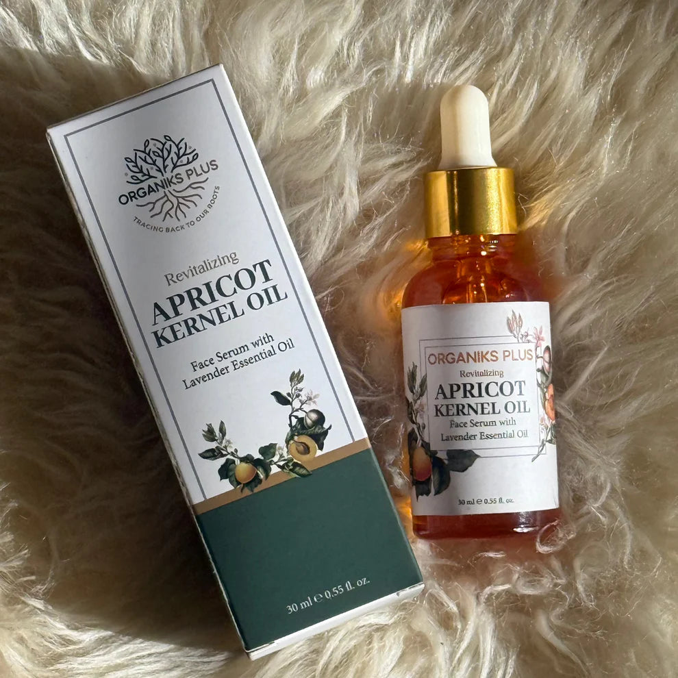 Organiks Plus Apricot Face Serum – lightweight antioxidant serum for all skin types.