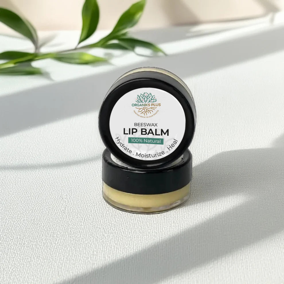 Organiks Plus Beeswax Lip Balm – Vitamin E and coconut oil – chemical-free natural lip care.