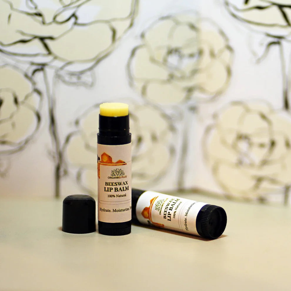 Organiks Plus Beeswax Lip Balm Stick – chemical-free natural lip balm with Vitamin E – hydrating and healing.