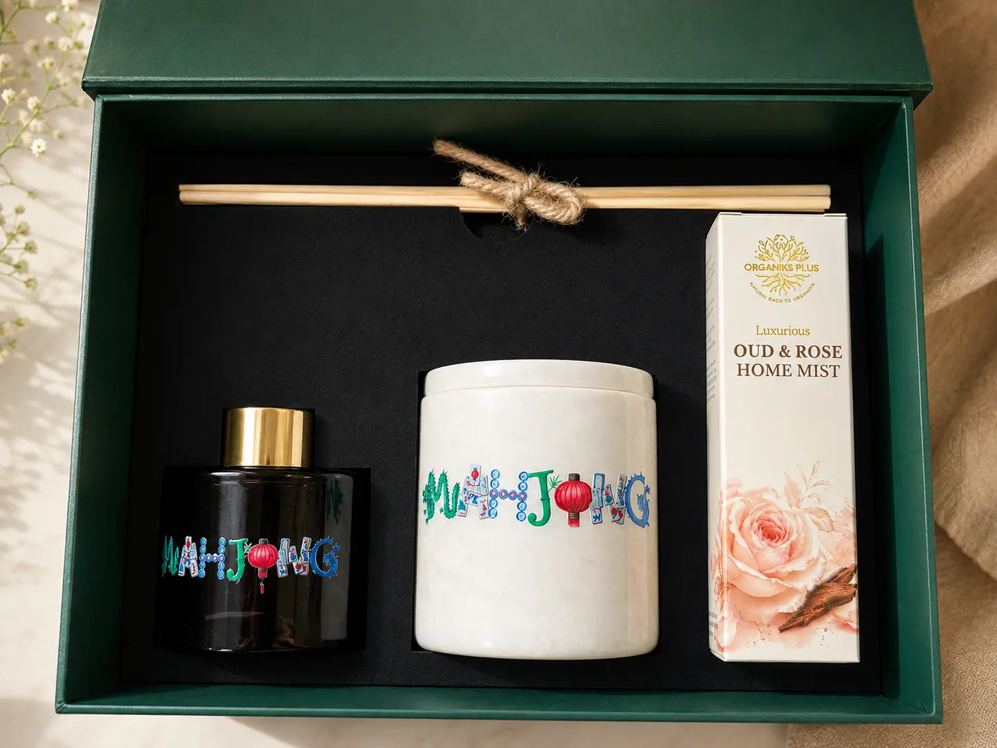 Mahjong Home Fragrance Gift Box – Candle, Room Mist & Reed Diffuser