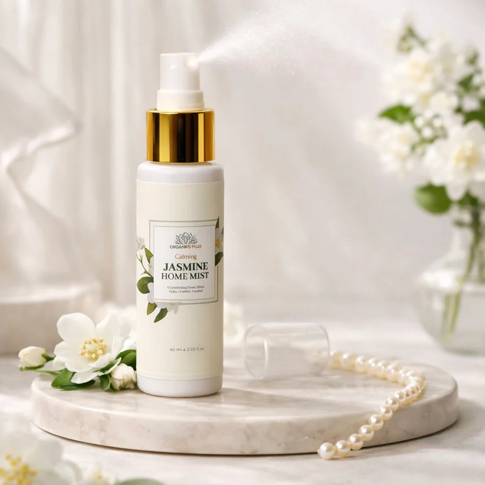 Jasmine essential oil spray by Organiks Plus for calm, relaxation and restful sleep.