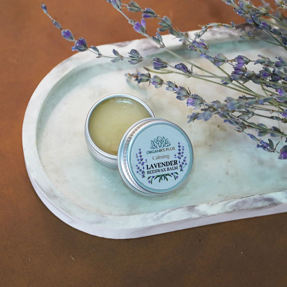 Organiks Plus Lavender Beeswax Balm – natural calming balm for dry skin, sleep and stress relief – paraben-free.