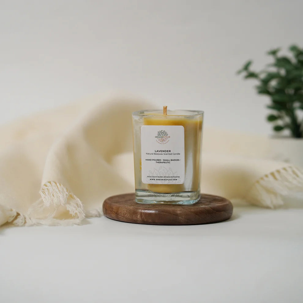 Small Lavender Beeswax Scented Candle – natural calming gift idea – Organiks Plus