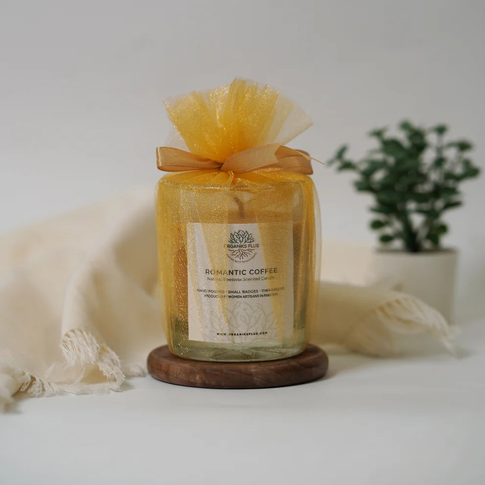 Organiks Plus Romantic Coffee Candle – toxin-free beeswax – cozy cafe-inspired scent Pakistan