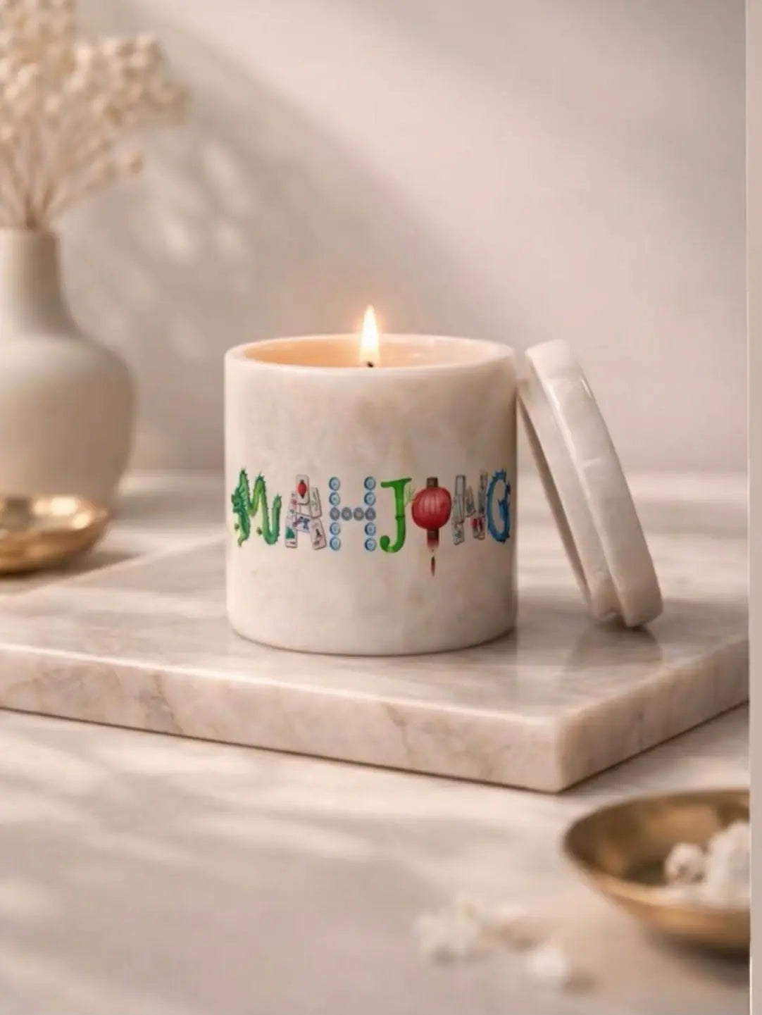 Mahjong Scented Marble Candle – Custom Fragrance
