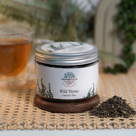 Wild Thyme Tea loose leaf in a bowl – handpicked from high-altitude Pakistan – Organiks Plus